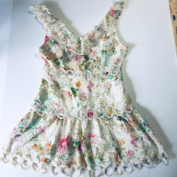 Just Me white floral ruffle lace dress M - Picture 14 of 14
